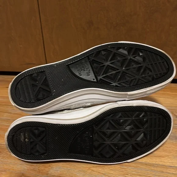 LIKE NEW! Converse Silver High-Top Sneakers - Picture 7 of 9